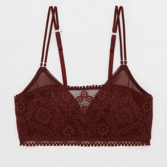 Aerie Real Power Wireless Push Up Joy Lace Bra in Royal Berry Size 32C New - Picture 1 of 11